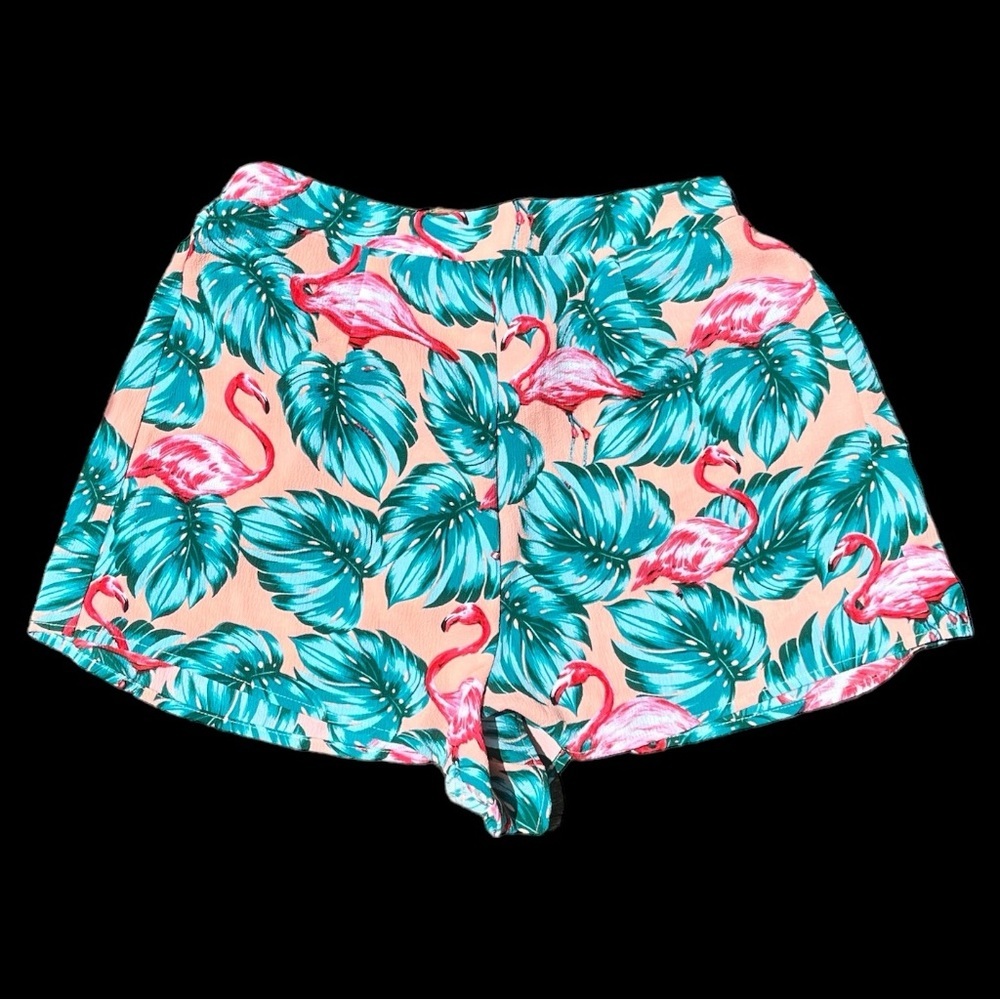 Show Me Your Mumu Colorful Flamingo Pull‎ On Shorts Summer Tropical Small